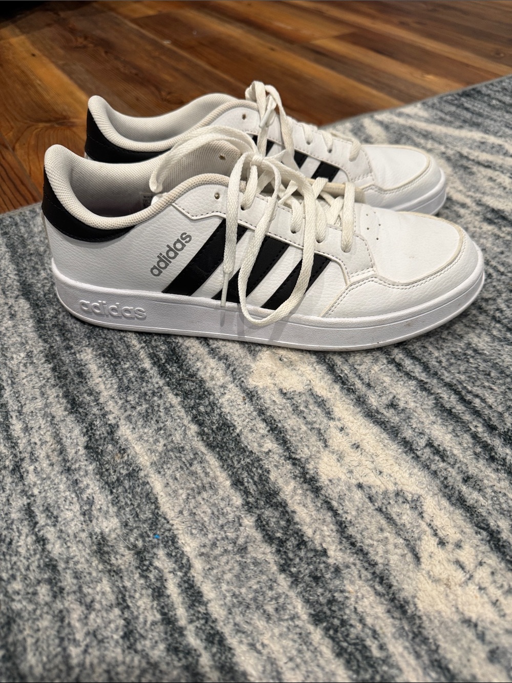 adidas White and Black Low-Top Leather Sneakers